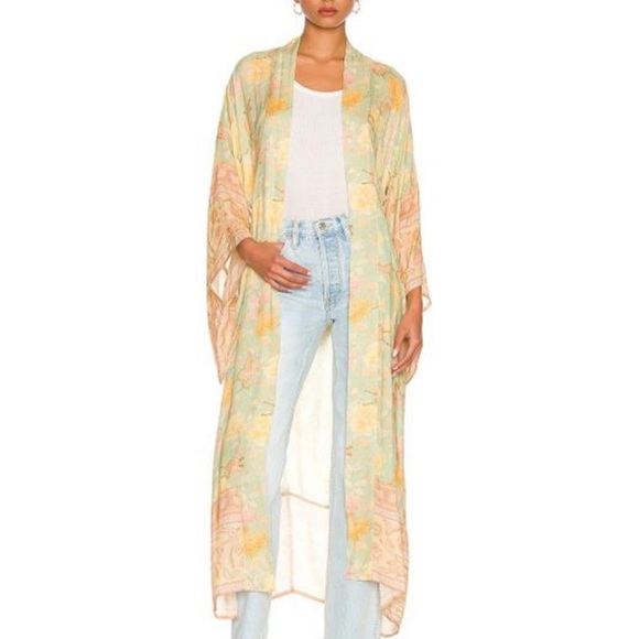 Lena Vie Butterfly Gardens Viscose + Cotton Kimono In Soft Petal Print, Sash Tie - Picture 12 of 15